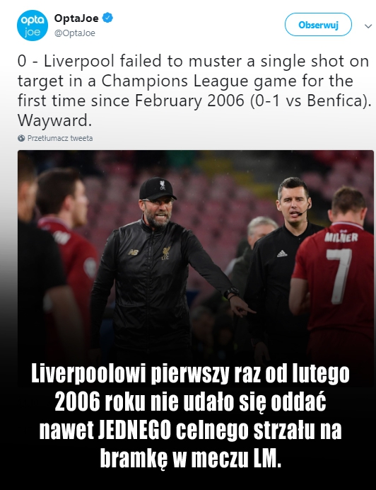 Liverpool bez celnego strzału...